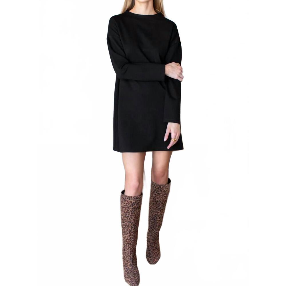 NEW EMERSON FRY jewel neck dress in black